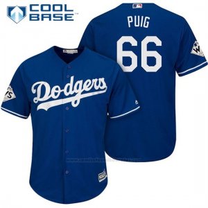 Camiseta Beisbol Hombre Los Angeles Dodgers 2017 World Series Yasiel Puig Cool Base