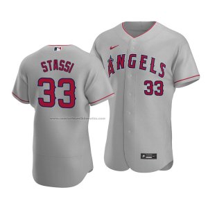 Camiseta Beisbol Hombre Los Angeles Angels Max Stassi Autentico Road Gris