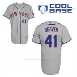 Camiseta Beisbol Hombre New York Mets Tom Seaver 41 Gris Cool Base