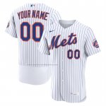 Camiseta Beisbol Hombre New York Mets Primera Autentico Personalizada Blanco1