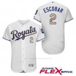 Camiseta Beisbol Hombre Kansas City Royals 2 Alcides Escobar Blanco 2017 Flex Base