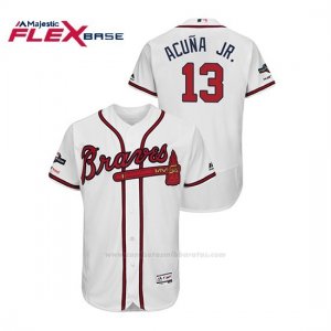 Camiseta Beisbol Hombre Atlanta Braves Ronald Acuna Jr. 2019 Postseason Flex Base Blanco