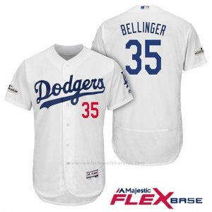 Camiseta Beisbol Hombre Los Angeles Dodgers 2017 Postemporada Cody Bellinger Blanco Flex Base