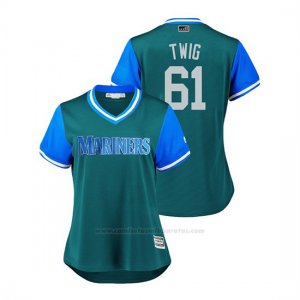 Camiseta Beisbol Mujer Seattle Mariners Casey Lawrence 2018 Llws Players Weekend Twig Aqua