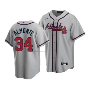 Camiseta Beisbol Hombre Atlanta Braves Abraham Almonte Replica Gris