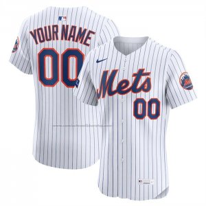 Camiseta Beisbol Hombre New York Mets Elite Personalizada Blanco