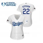 Camiseta Beisbol Mujer Los Angeles Dodgers Clayton Kershaw 2019 Postseason Cool Base Blanco