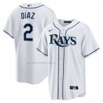 Camiseta Beisbol Hombre Tampa Bay Rays Yandy Diaz Primera Replica Blanco