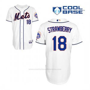 Camiseta Beisbol Hombre New York Mets Darryl Strawberry 18 Blanco Alterno Cool Base