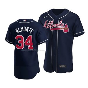 Camiseta Beisbol Hombre Atlanta Braves Abraham Almonte Autentico Alterno Azul