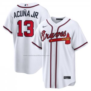 Camiseta Beisbol Hombre Atlanta Braves Ronald Acuna Jr Primera Replica Blanco