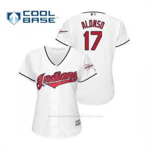 Camiseta Beisbol Mujer Cleveland Indians Yonder Alonso 2019 All Star Game Patch Cool Base Blanco