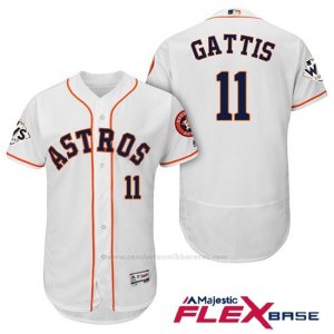 Camiseta Beisbol Hombre Houston Astros 2017 World Series Evan Gattis Blanco Flex Base