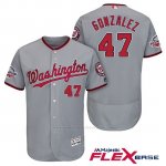 Camiseta Beisbol Hombre Washington Nationals Gio Gonzalez Gris 2018 All Star Flex Base