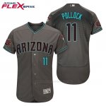 Camiseta Beisbol Hombre Arizona Diamondbacks 11 A.j. Pollock Gris Aqua Alterno 20 Aniversario Flex Base