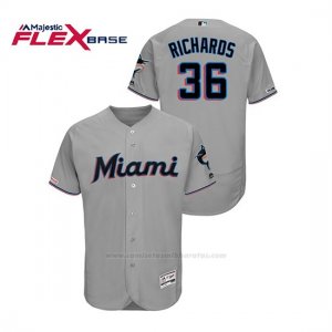 Camiseta Beisbol Hombre Miami Marlins Trevor Richards 150th Aniversario Patch 2019 Flex Base Gris