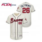 Camiseta Beisbol Hombre Atlanta Braves Mike Foltynewicz 150th Aniversario Patch Autentico Flex Base Crema