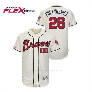 Camiseta Beisbol Hombre Atlanta Braves Mike Foltynewicz 150th Aniversario Patch Autentico Flex Base Crema