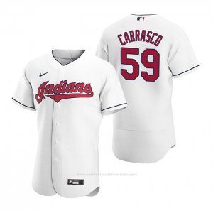 Camiseta Beisbol Hombre Cleveland Indians Carlos Carrasco Autentico 2020 Primera Blanco