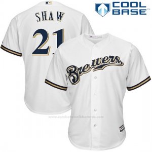 Camiseta Beisbol Hombre Milwaukee Brewers Travis Shaw Blanco Cool Base