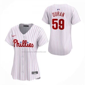 Camiseta Beisbol Mujer Philadelphia Phillies Jhoan Duran Primera Limited Blanco Camiseta Beisbol Mujer Philadelphia Phillies Jhoan Duran Primera Limited Blanco