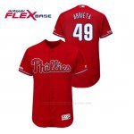 Camiseta Beisbol Hombre Philadelphia Phillies Jake Arrieta 150th Aniversario Patch Flex Base Rojo