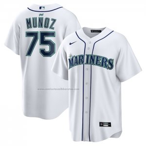 Camiseta Beisbol Hombre Seattle Mariners Andres Muoz Primera Replica Blanco