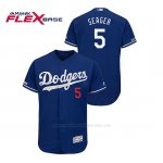 Camiseta Beisbol Hombre Los Angeles Dodgers Corey Seager 150th Aniversario Patch Flex Base Azul