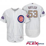 Camiseta Beisbol Hombre Chicago Cubs 53 Eddie Butler Blanco Oro Program Flex Base