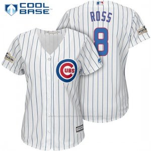 Camiseta Beisbol Mujer Chicago Cubs 2017 Postemporada 8 David Ross Blanco Cool Base