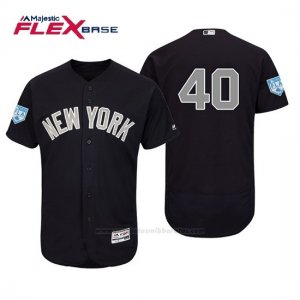Camiseta Beisbol Hombre New York Yankees Luis Severino Flex Base Entrenamiento de Primavera Alternato 2019 Azul