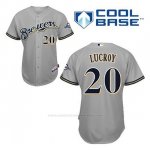 Camiseta Beisbol Hombre Milwaukee Brewers Jonathan Lucroy 20 Gris Cool Base