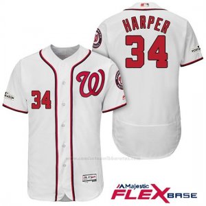 Camiseta Beisbol Hombre Washington Nationals 2017 Postemporada Bryce Harper Blanco Flex Base
