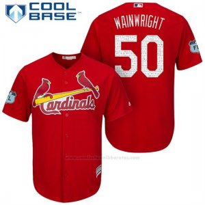 Camiseta Beisbol Hombre St. Louis Cardinals Adam Wainwright Scarlet 2017 Entrenamiento de Primavera Cool Base Jugador