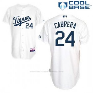 Camiseta Beisbol Hombre Detroit Tigers Miguel Cabrera 24 Blanco Los Tigres Cool Base