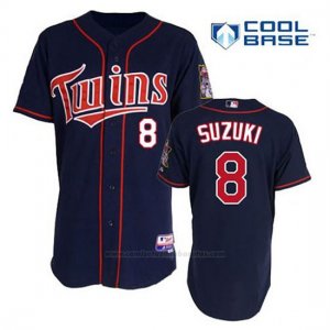 Camiseta Beisbol Hombre Minnesota Twins Kurt Suzuki 8 Azul Azul Alterno 1ª Cool Base