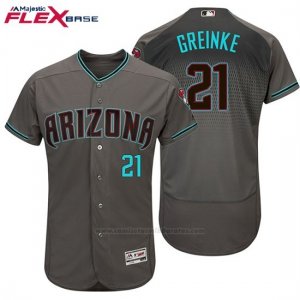 Camiseta Beisbol Hombre Arizona Diamondbacks 21 Zack Greinke Gris Turquoise 2017 Flex Base