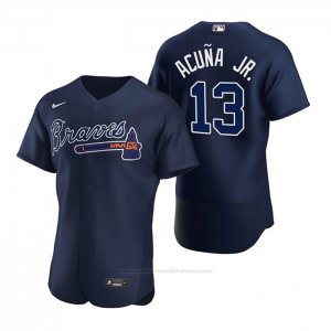 Camiseta Beisbol Hombre Atlanta Braves Ronald Acuna Jr. Autentico 2020 Alterno Azul