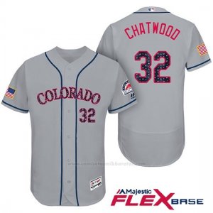 Camiseta Beisbol Hombre Colorado Rockies 2017 Estrellas y Rayas Tyler Chatwood 32 Gris Flex Base