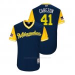 Camiseta Beisbol Hombre Milwaukee Brewers Junior Guerra 2018 Llws Players Weekend Cabezon Azul