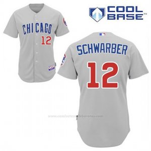 Camiseta Beisbol Hombre Chicago Cubs 12 Kyle Schwarber Gris Cool Base
