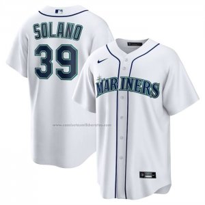Camiseta Beisbol Hombre Seattle Mariners Donovan Solano Primera Replica Blanco