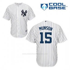 Camiseta Beisbol Hombre New York Yankees Thurman Munson 15 Blanco 1ª Cool Base