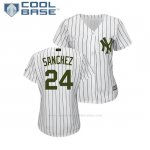 Camiseta Beisbol Mujer New York Yankees Gary Sanchez 2018 Dia de los Caidos Cool Base Blanco