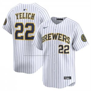Camiseta Beisbol Hombre Milwaukee Brewers Christian Yelich Alterno Limited Blanco