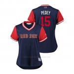 Camiseta Beisbol Mujer Boston Rojo Sox Dustin Pedroia 2018 Llws Players Weekend Pedey Azul