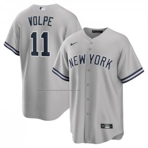 Camiseta Beisbol Hombre New York Yankees Anthony Volpe Segunda Replica Gris