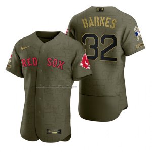 Camiseta Beisbol Hombre Boston Red Sox Matt Barnes Camuflaje Digital Verde 2021 Salute To Service