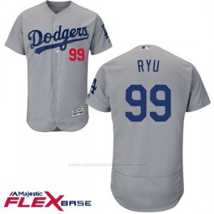 Camiseta Beisbol Hombre Los Angeles Dodgers Hyun Jin Ryu Autentico Coleccion Flex Base Gris