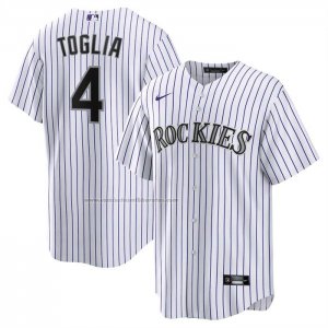 Camiseta Beisbol Hombre Colorado Rockies Michael Toglia Primera Replica Blanco